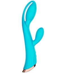 Vibromasseur bleu avec stimulateur de clitoris LRIS USB - LRISBLUE